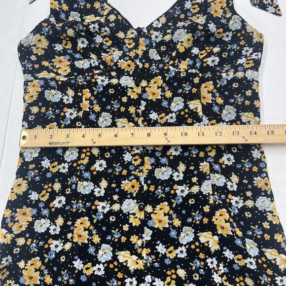 Lulus Y2K Babydoll Floral Chiffon Midi Dress Size Small Black Romantic Fairy - Picture 13 of 15